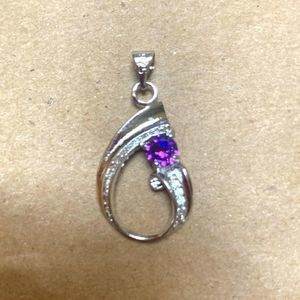 5/$25 Faux pendant: silver with purple stone and tiny diamond chips.